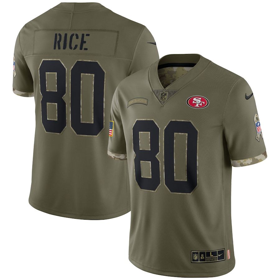 San Francisco 49ers #80 Jerry Rice Men's 2022 Salute To Service Limited Jersey - Olive cheap jerseys for sale - CheapJerseys.Shop
