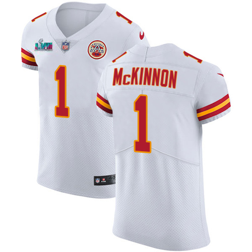 Chiefs #1 Jerick McKinnon White Super Bowl LVII Patch Men's Stitched Vapor Untouchable Elite Jersey cheap jerseys for sale - CheapJerseys.Shop
