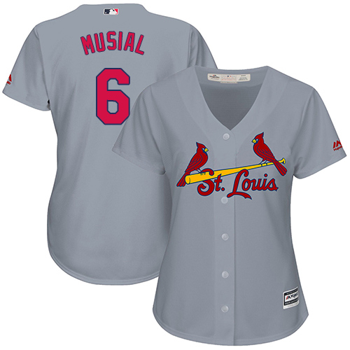 St.Louis Cardinals #6 Stan Musial Grey Road Women's Stitched Jersey Womens cheap jerseys for sale - CheapJerseys.Shop