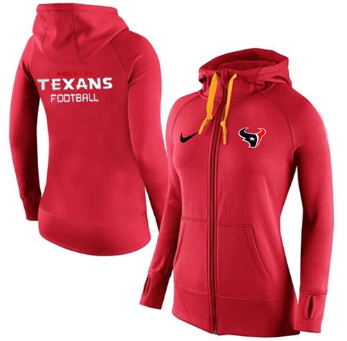 Women's Houston Texans Full-Zip Performance Hoodie Red cheap jerseys for sale - CheapJerseys.Shop