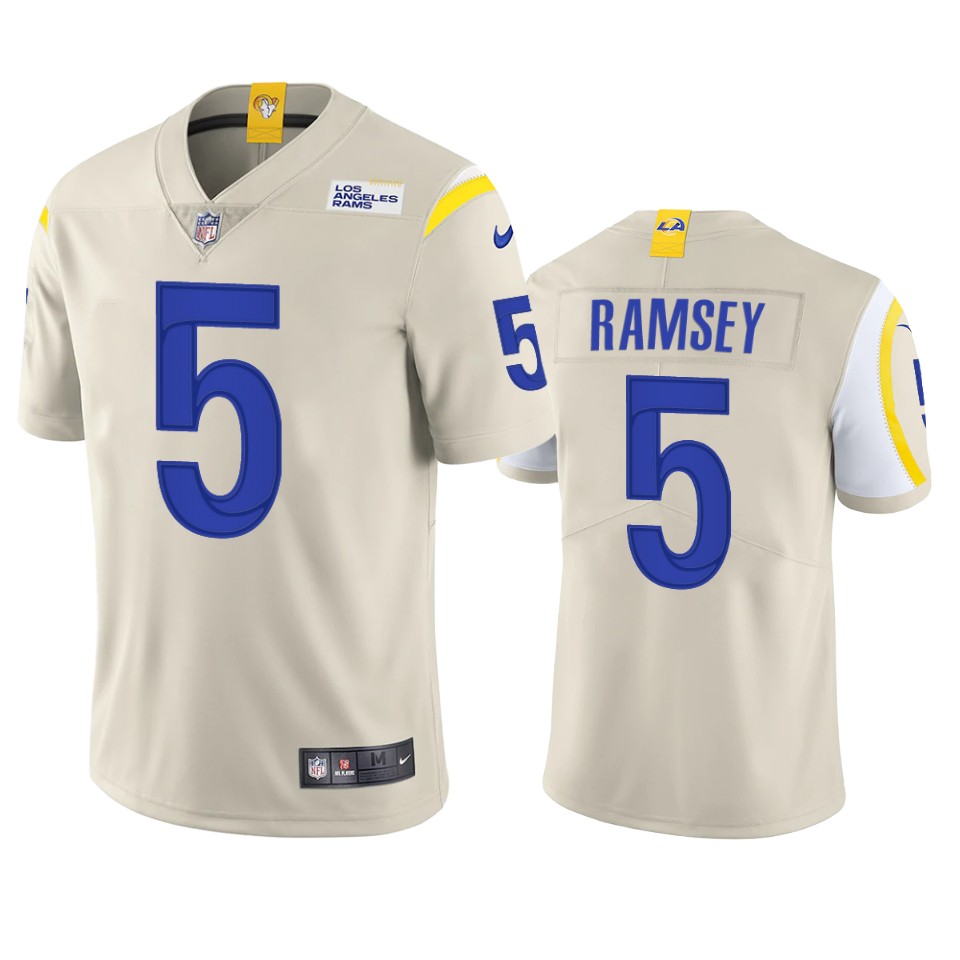 Los Angeles Rams #5 Jalen Ramsey Men's Vapor Limited Jersey - Bone cheap jerseys for sale - CheapJerseys.Shop