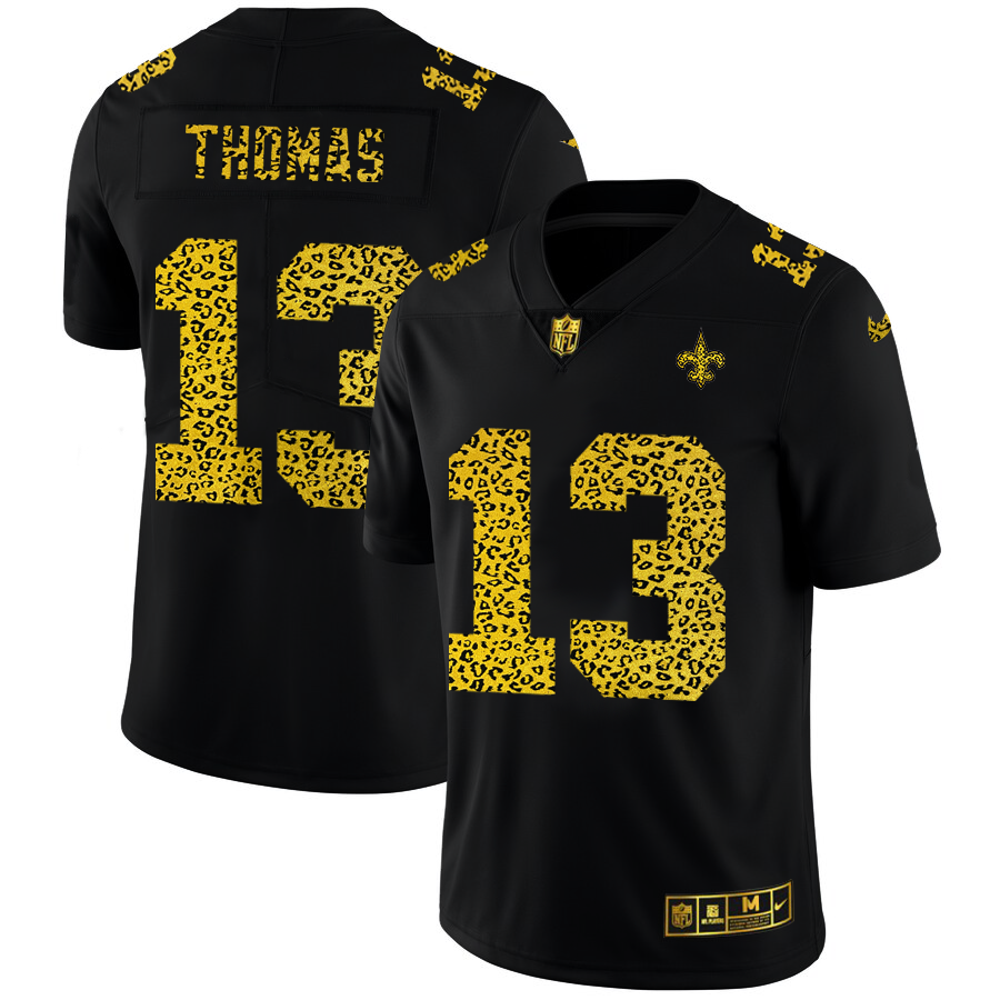 New Orleans Saints #13 Michael Thomas Men's Leopard Print Fashion Vapor Limited Jersey Black cheap jerseys for sale - CheapJerseys.Shop