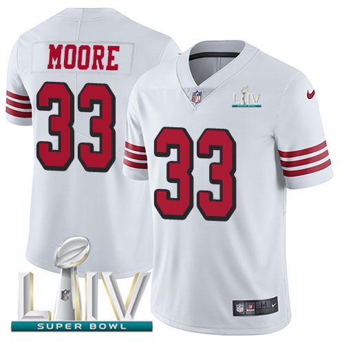San Francisco 49ers #33 Tarvarius Moore White Super Bowl LIV 2020 Rush Men's Stitched Vapor Untouchable Limited Jersey Men's cheap jerseys for sale - CheapJerseys.Shop