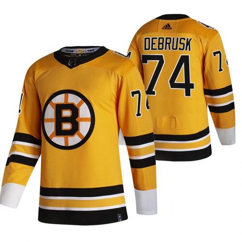 Boston Boston Bruins #74 Jake DeBrusk Yellow Men's 2020-21 Reverse Retro Alternate Jersey Men's cheap jerseys for sale - CheapJerseys.Shop