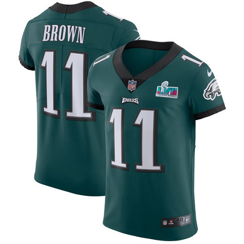 Eagles #11 A.J. Brown Green Team Color Super Bowl LVII Patch Men's Stitched Vapor Untouchable Elite Jersey cheap jerseys for sale - CheapJerseys.Shop