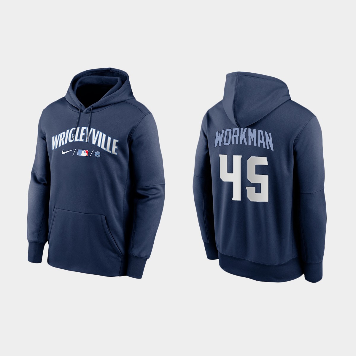 Chicago Cubs #45 Brandon Workman Men's 2021 City Connect Navy Therma Hoodie cheap jerseys for sale - CheapJerseys.Shop