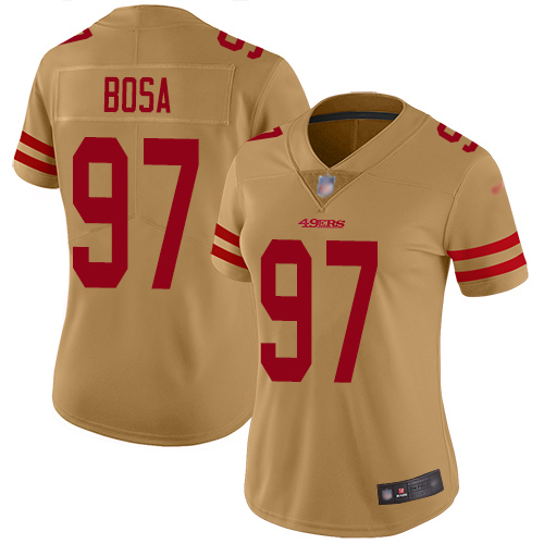 49ers #97 Nick Bosa Gold Women's Stitched Limited Inverted Legend Jersey cheap jerseys for sale - CheapJerseys.Shop