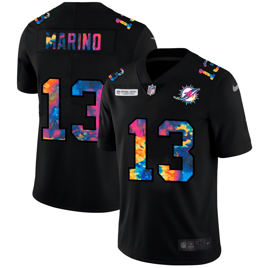 Miami Dolphins #13 Dan Marino Men's Multi-Color Black 2020 Crucial Catch Vapor Untouchable Limited Jersey cheap jerseys for sale - CheapJerseys.Shop