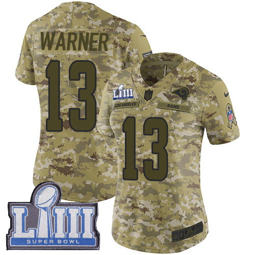 Los Angeles Rams #13 Kurt Warner Camo Super Bowl LIII Bound Women's Stitched Limited 2018 Salute to Service Jersey Womens cheap jerseys for sale - CheapJerseys.Shop