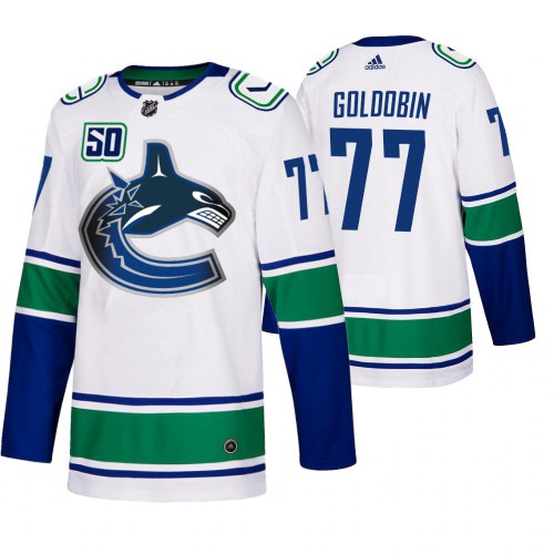 Vancouver Vancouver Canucks #77 Nikolay Goldobin 50th Anniversary Men's White 2019-20 Away Authentic Jersey Men's cheap jerseys for sale - CheapJerseys.Shop