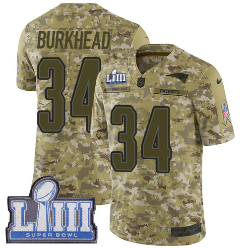 New England Patriots #34 Rex Burkhead Camo Super Bowl LIII Bound Men's Stitched Limited 2018 Salute To Service Jersey Men's cheap jerseys for sale - CheapJerseys.Shop