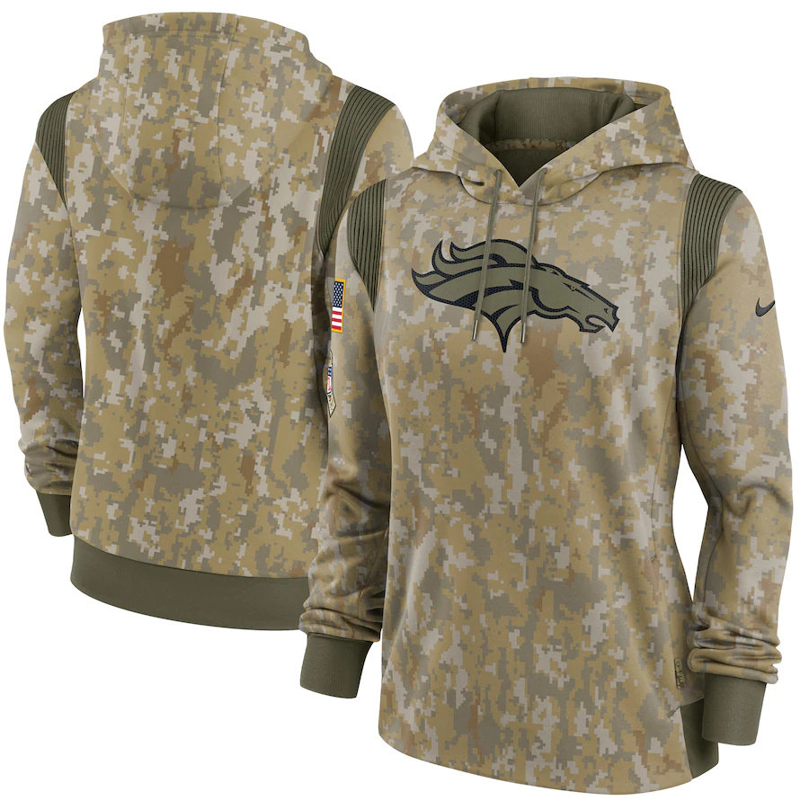Denver Broncos Camo Women's 2021 Salute To Service Therma Performance Pullover Hoodie cheap jerseys for sale - CheapJerseys.Shop