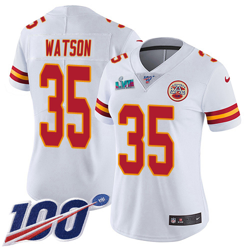 Chiefs #35 Jaylen Watson White Super Bowl LVII Patch Women's Stitched 100th Season Vapor Limited Jersey cheap jerseys for sale - CheapJerseys.Shop