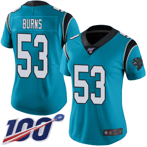 Panthers #53 Brian Burns Blue Alternate Women's Stitched 100th Season Vapor Limited Jersey cheap jerseys for sale - CheapJerseys.Shop