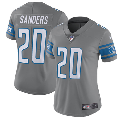 Lions #20 Barry Sanders Gray Women's Stitched Limited Rush Jersey cheap jerseys for sale - CheapJerseys.Shop