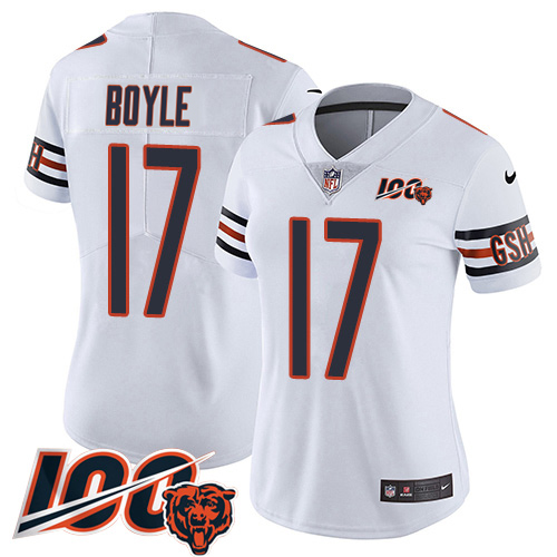 Bears #17 Tim Boyle White Alternate Women's Stitched Vapor Untouchable Limited 100th Season Jersey cheap jerseys for sale - CheapJerseys.Shop