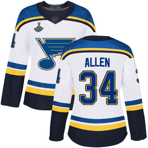 St. Louis Blues #34 Jake Allen White Road Authentic Stanley Cup Champions Women's Stitched Jersey Womens cheap jerseys for sale - CheapJerseys.Shop