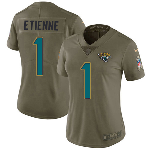 Jaguars #1 Travis Etienne Olive Women's Stitched Limited 2017 Salute To Service Jersey cheap jerseys for sale - CheapJerseys.Shop