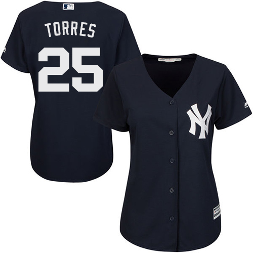 New York Yankees #25 Gleyber Torres Navy Blue Alternate Women's Stitched Jersey Womens cheap jerseys for sale - CheapJerseys.Shop