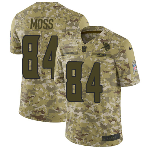 Vikings #84 Randy Moss Camo Men's Stitched Limited 2018 Salute To Service Jersey cheap jerseys for sale - CheapJerseys.Shop