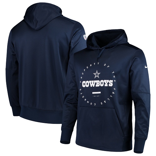 Men's Dallas Cowboys Navy Sideline Property Of Wordmark Logo Performance Pullover Hoodie cheap jerseys for sale - CheapJerseys.Shop