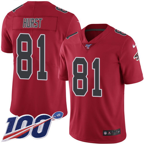 Atlanta Falcons #81 Hayden Hurst Red Men's Stitched Limited Rush 100th Season Jersey Men's cheap jerseys for sale - CheapJerseys.Shop