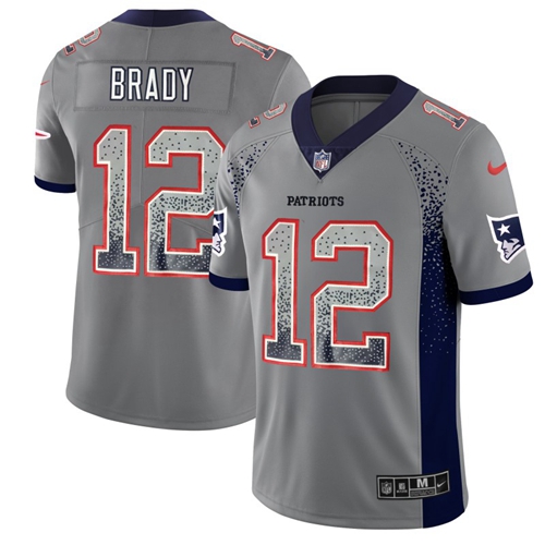 Patriots #12 Tom Brady Grey Men's Stitched Limited Rush Drift Fashion Jersey cheap jerseys for sale - CheapJerseys.Shop