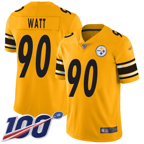 Steelers #90 T. J. Watt Gold Youth Stitched Limited Inverted Legend 100th Season Jersey cheap jerseys for sale - CheapJerseys.Shop