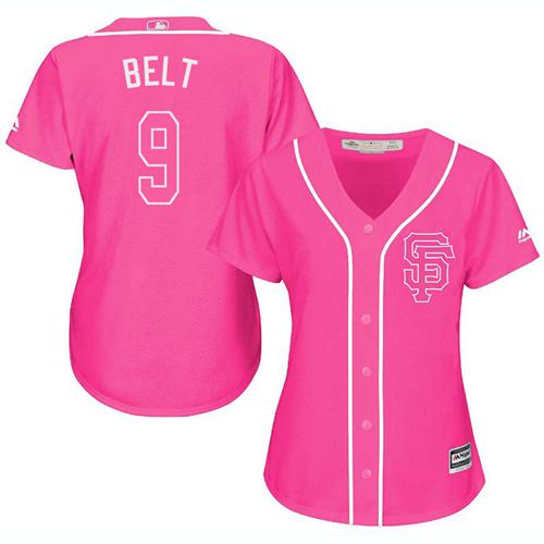 San Francisco Giants #9 Brandon Belt Pink Fashion Women's Stitched Jersey Womens cheap jerseys for sale - CheapJerseys.Shop