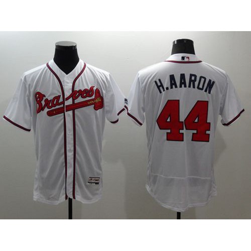 Atlanta Braves #44 Hank Aaron White Flexbase Authentic Collection Stitched Jersey Men's cheap jerseys for sale - CheapJerseys.Shop