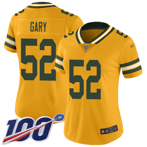 Green Bay Packers #52 Rashan Gary Gold Women's Stitched Limited Inverted Legend 100th Season Jersey Womens cheap jerseys for sale - CheapJerseys.Shop