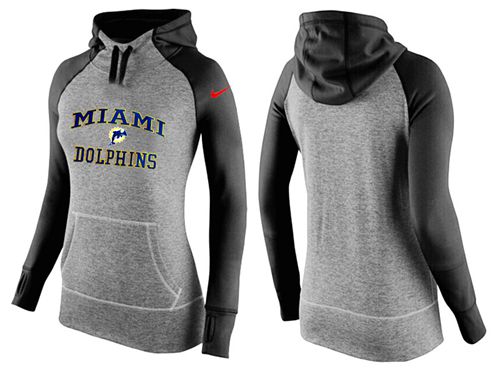 Women's Miami Dolphins Performance Hoodie Grey & Black cheap jerseys for sale - CheapJerseys.Shop