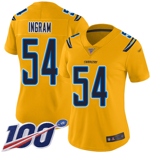Los Angeles Chargers #54 Melvin Ingram Gold Women's Stitched Limited Inverted Legend 100th Season Jersey Womens cheap jerseys for sale - CheapJerseys.Shop