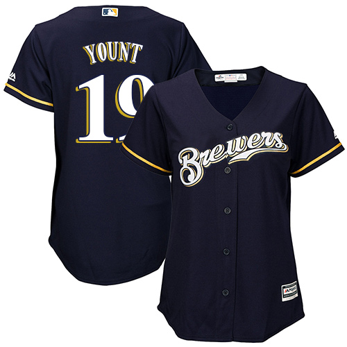 Milwaukee Brewers #19 Robin Yount Navy Blue Alternate Women's Stitched Jersey Womens cheap jerseys for sale - CheapJerseys.Shop