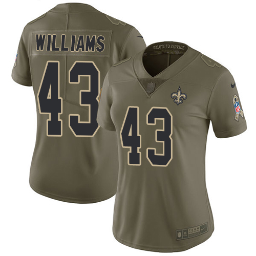 New Orleans Saints #43 Marcus Williams Olive Women's Stitched Limited 2017 Salute to Service Jersey Womens cheap jerseys for sale - CheapJerseys.Shop