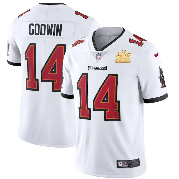 Tampa Bay Buccaneers #14 Chris Godwin Men's Super Bowl LV Champions Patch White Vapor Limited Jersey cheap jerseys for sale - CheapJerseys.Shop