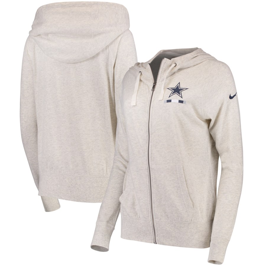 Dallas Cowboys Women's Gym Vintage Full-Zip Hoodie Heathered Gray cheap jerseys for sale - CheapJerseys.Shop