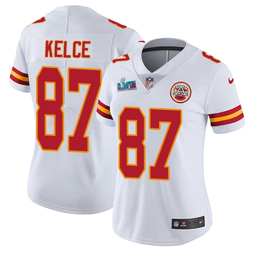 Chiefs #87 Travis Kelce White Super Bowl LVII Patch Women's Stitched Vapor Untouchable Limited Jersey cheap jerseys for sale - CheapJerseys.Shop
