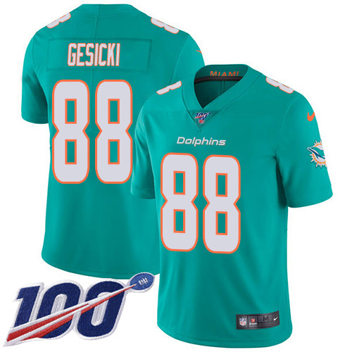 Dolphins #88 Mike Gesicki Aqua Green Team Color Men's Stitched 100th Season Vapor Untouchable Limited Jersey cheap jerseys for sale - CheapJerseys.Shop