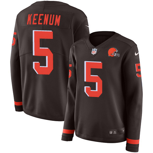 Cleveland Browns #5 Case Keenum Brown Team Color Women's Stitched Limited Therma Long Sleeve Jersey Womens cheap jerseys for sale - CheapJerseys.Shop