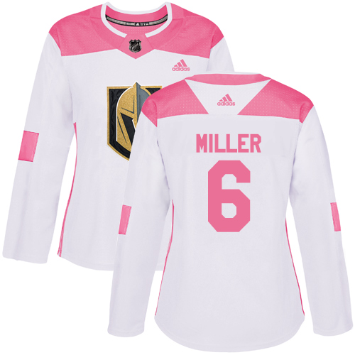 Golden Vegas Golden Knights #6 Colin Miller White/Pink Authentic Fashion Women's Stitched Jersey Womens cheap jerseys for sale - CheapJerseys.Shop