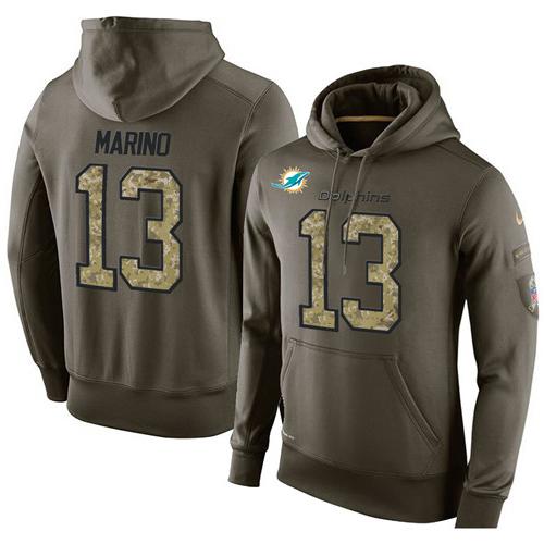 Men's Miami Dolphins #13 Dan Marino Stitched Green Olive Salute To Service KO Performance Hoodie cheap jerseys for sale - CheapJerseys.Shop