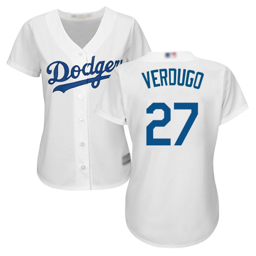 Los Angeles Dodgers #27 Alex Verdugo White Home Women's Stitched Jersey Womens cheap jerseys for sale - CheapJerseys.Shop