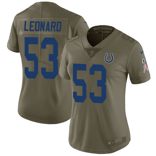 Indianapolis Colts #53 Darius Leonard Olive Women's Stitched Limited 2017 Salute to Service Jersey Womens cheap jerseys for sale - CheapJerseys.Shop