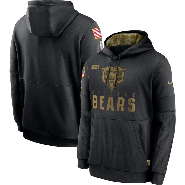 Chicago Bears 2020 Salute To Service Sideline Performance Pullover Hoodie Black cheap jerseys for sale - CheapJerseys.Shop