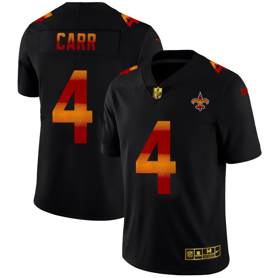 New Orleans Saints #4 Derek Carr Men's Black Red Orange Stripe Vapor Limited Jersey cheap jerseys for sale - CheapJerseys.Shop