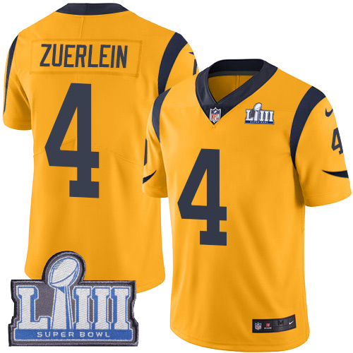 Los Angeles Rams #4 Greg Zuerlein Gold Super Bowl LIII Bound Men's Stitched Limited Rush Jersey Men's cheap jerseys for sale - CheapJerseys.Shop