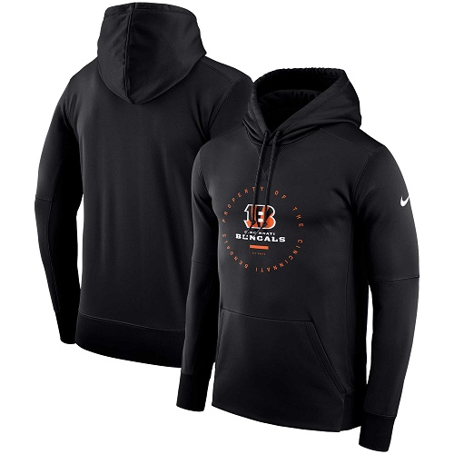 Men's Cincinnati Bengals Black Sideline Property Of Wordmark Logo Performance Pullover Hoodie cheap jerseys for sale - CheapJerseys.Shop