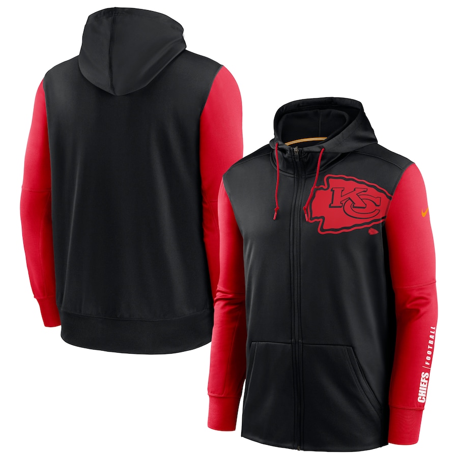 Kansas City Chiefs Black Red Fan Gear Mascot Performance Full-Zip Hoodie cheap jerseys for sale - CheapJerseys.Shop
