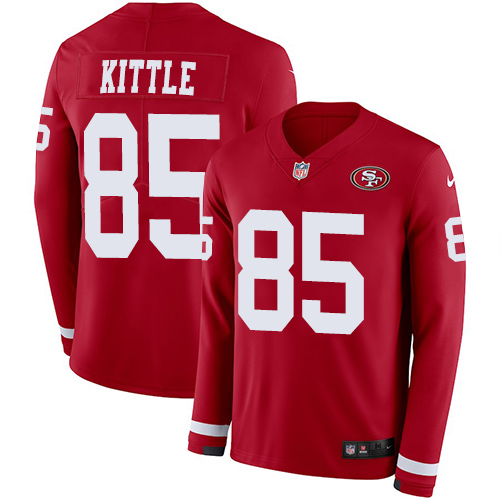 49ers #85 George Kittle Red Team Color Men's Stitched Limited Therma Long Sleeve Jersey cheap jerseys for sale - CheapJerseys.Shop